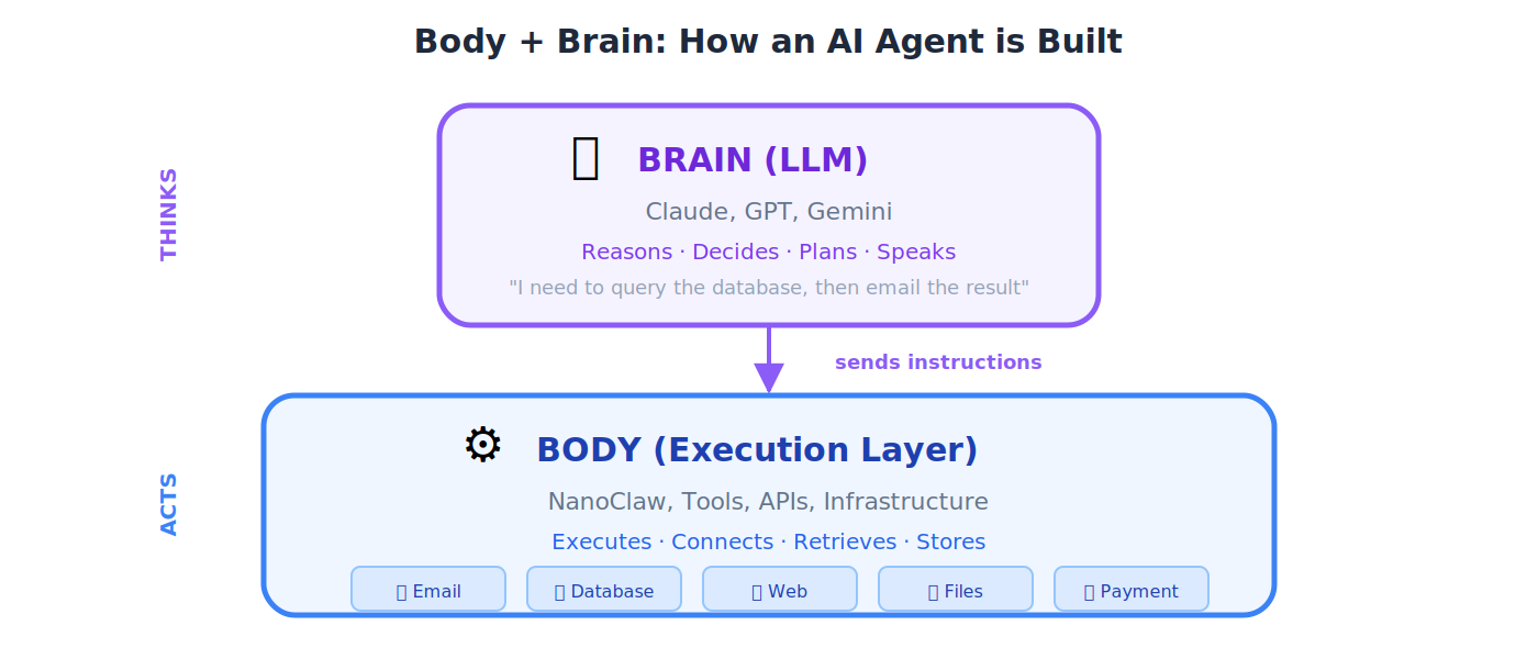 Body + Brain ڈھانچہ: how an AI ایجنٹ is built